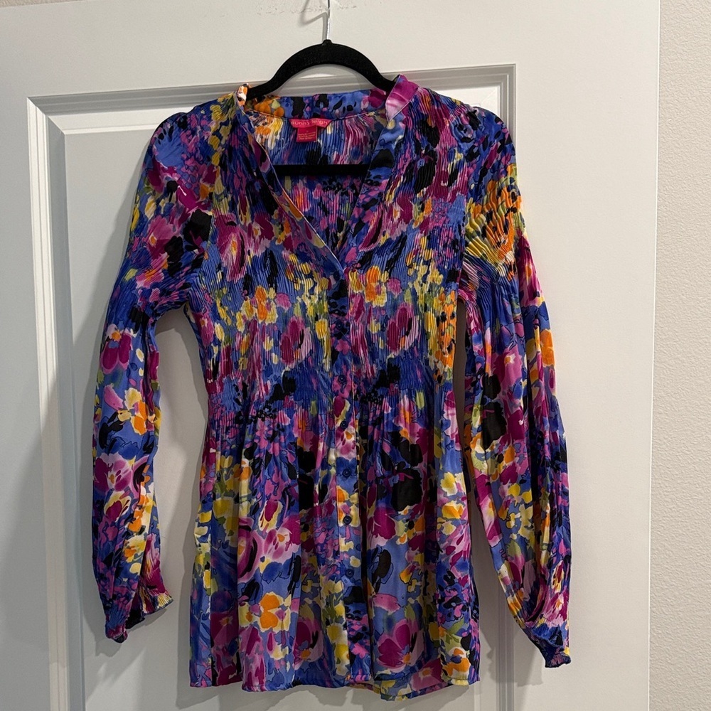 Sunny Leigh Floral Multicolor Women's Top tunic sz s